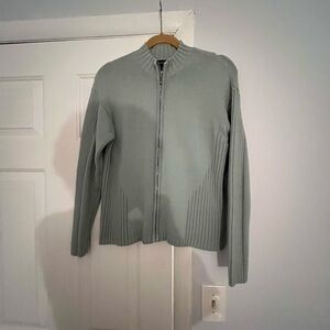 Women's sage green Zipper Cardigan
